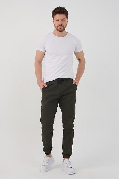 Tarz Cool Ανδρικό παντελόνι Lycra με ελαστικό πόδι χακί