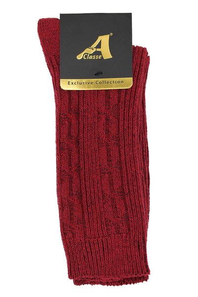 A CLASSE Thick Winter Hair Knit Claret Red Men's Socks
