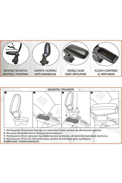 Niken Hyundai Accent Blue 2010+ Armrest Black