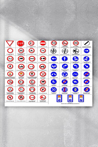 Postermanya Trafik Işaretleri Eğitim Posteri 50x70 cm