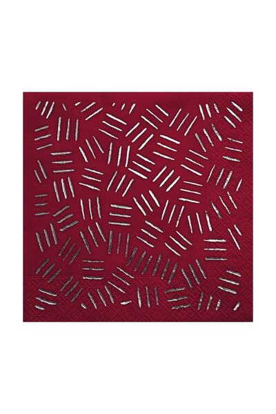 Story منديل باللون العنابي مع نمط شوكة من رقائق الفضة