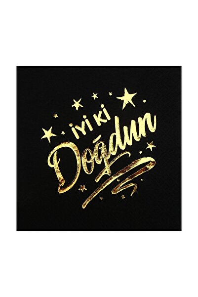 Story منديل ورق ذهبي لعيد الميلاد السعيد مكون من 16 قطعة باللون الأسود