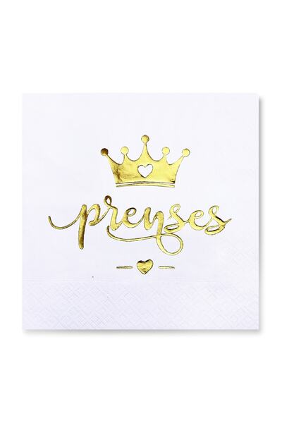 Story 16 قطعة مناديل بيضاء بنمط أوراق الشجر الذهبية لعيد ميلاد الأميرة