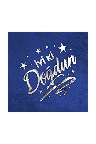 Story مناديل فضية اللون لعيد الميلاد السعيد مكونة من 16 قطعة باللون الأزرق ال...