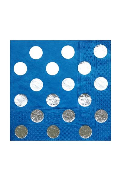 Story مناديل ورقية ملونة باللون الأزرق مقاس 33 × 33 سم، مزينة بنقاط فضية كبير...