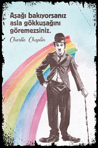 Hayal Poster Charlie Chaplin Ahşap Retro Poster