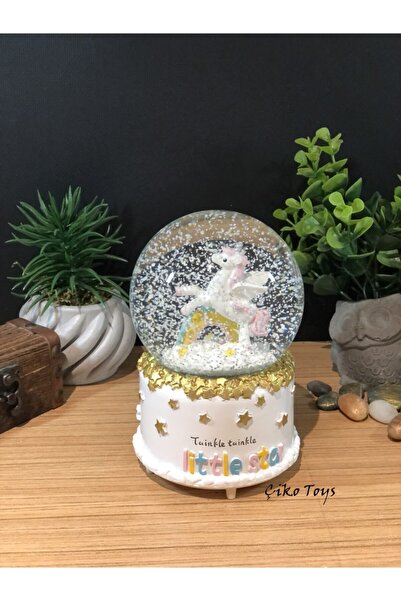 Lapidaria Unicorn At Kendinden Püskürtmeli Işıklı Ve Müzikli Büyük Boy Kar Kü...