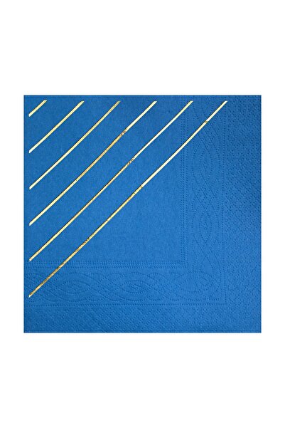 Story منديل أزرق اللون مع نمط شريطي من ورق الذهب