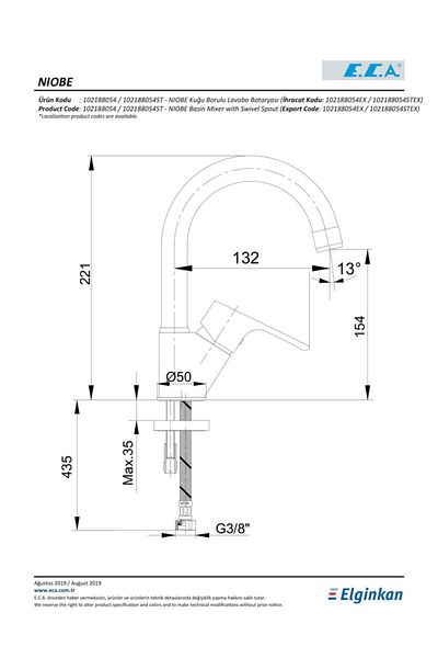 Eca Niobe E.C.A Bathroom Sink Faucet - Swan Circle Spout, 102188054