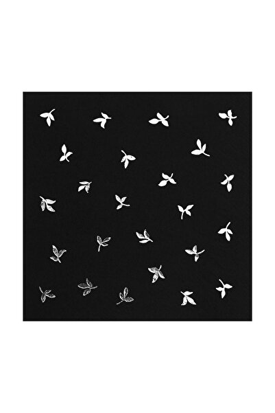 Story مجموعة من 16 منديلًا ورقيًا منقوشًا بأوراق الشجر الفضية مقاس 33 × 33 سم...