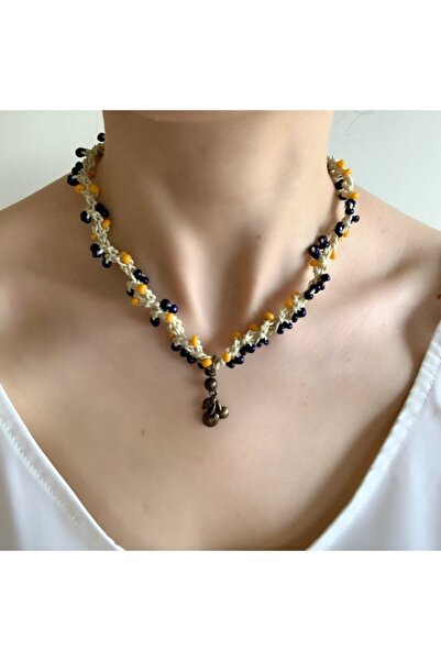 LeylanTakı Kadın Kiraz Motifli Otantik Örgü Kolye