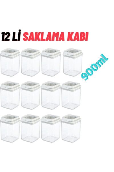 MYBOX 12-Piece Storage Container 900ml X 12 Pieces White (Special Lid), Food Container