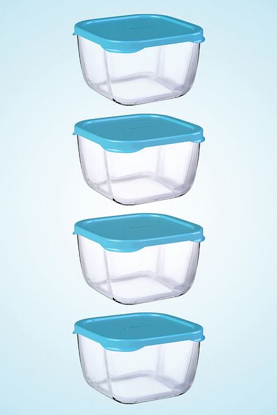 Paşabahçe 4-Piece Snowbox Storage Container Set with Blue Lid - 275cc