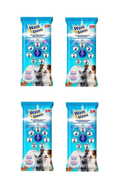 Bio PetActive Wash Gloves Kuru Yıkama Ve Bakım Kesesi 8 Li X 4 Paket