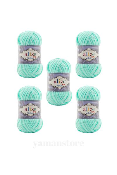 Alize 5 τεμάχια Velluto Velvet Πλεκτό Νήμα 19 Light Mint