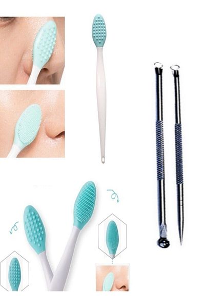 TİNEKE Nose Blackhead Skin And Facial Cleanser Cleansing Brush Exfoliating Brush Strawberry and 2-Pack Comedone