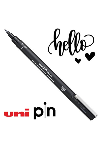 Uni Ball Pin Brush + Fine Line Pen Set Black (12+1)