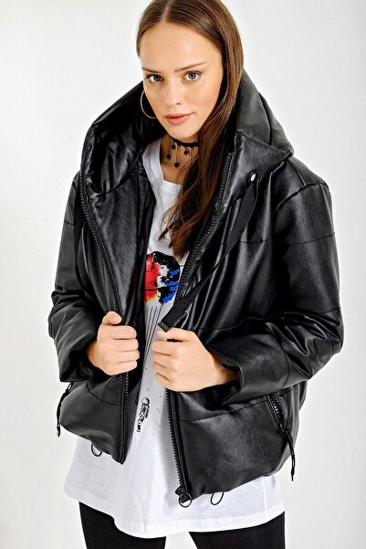 ZAFİR BUTİK Oversize Suni Deri Mont