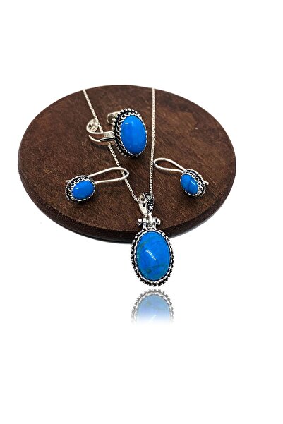 Artuklu Telkari 925 Ayar Gümüş Mardin Midyat Hasırı Doğal Taşlı Kadın 3'lü Set