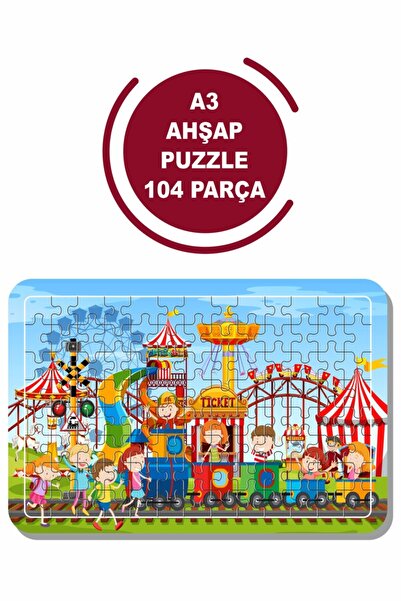 Baskı Atölyesi Tren Ve Lunapark A3 104 Parça Puzzle, Oyuncak, Yapboz