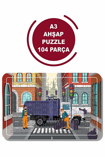 Baskı Atölyesi Çöp Kamyonu A3 104 Parça Puzzle, Oyuncak, Yapboz