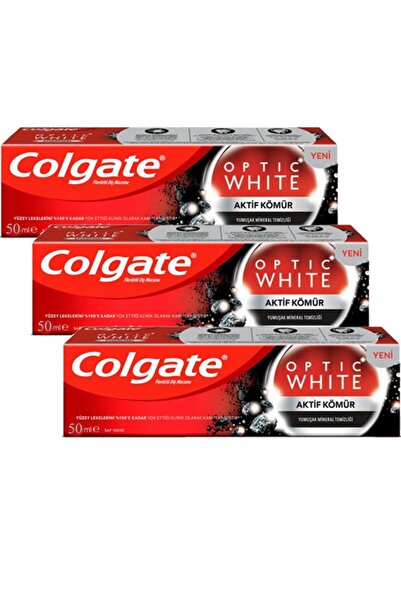 Colgate Optic White Charcoal Aktif Kömür Diş Macunu 50 Ml X 3 Adet
