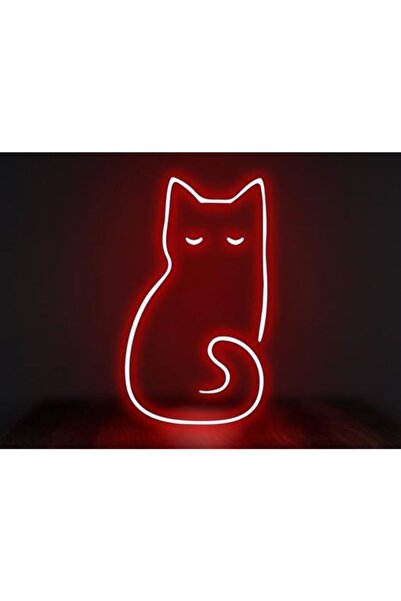 Red Proje Neon Led Aydınlatma Catbon Gece Lambası Parti Süsü Işıklı Duvar Dekor