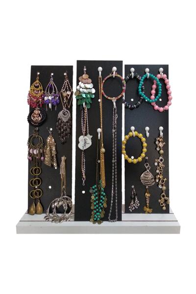 First Mobilya Siyah Menekşe Masaüstü Takı Organizatörü