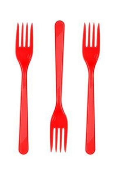 zeynep tuhafiye 25 Pieces Red Plastic Fork