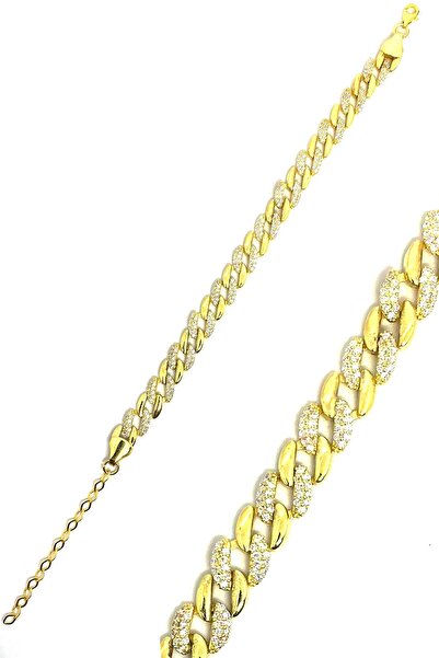 Artuklu Telkari Kadın 925 Ayar Gümüş Altın Kaplama Halat Model Zirkon Taşlı G...