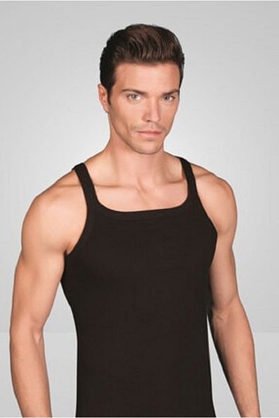 Berrak Men's Black Cotton Camisole Tank Top 3 Pieces 10445002048