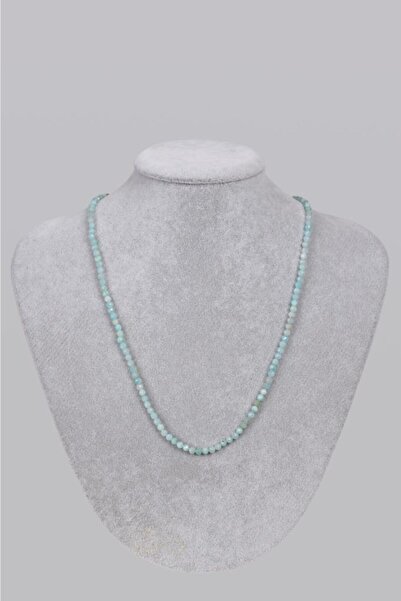 Saff Doğal Taş Sertifikalı Amazonit Taşı Doğal Taş Tasarım Kolye 201601