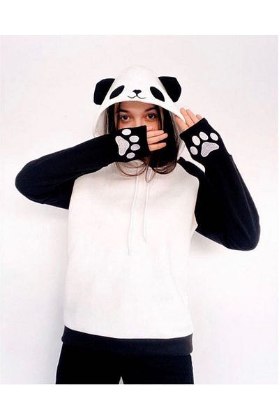 LUCKY GRUP Hanorac Panda alb-negru de damă
