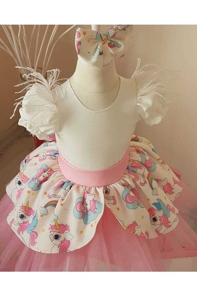 NA ADDESIGN Κοριτσίστικο λευκό μονόκερο My Little Pony Fluffy φόρεμα