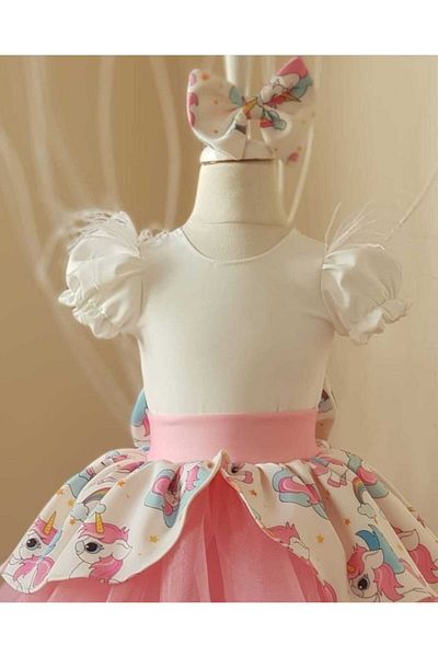 NA ADDESIGN Κοριτσίστικο λευκό μονόκερο My Little Pony Fluffy φόρεμα