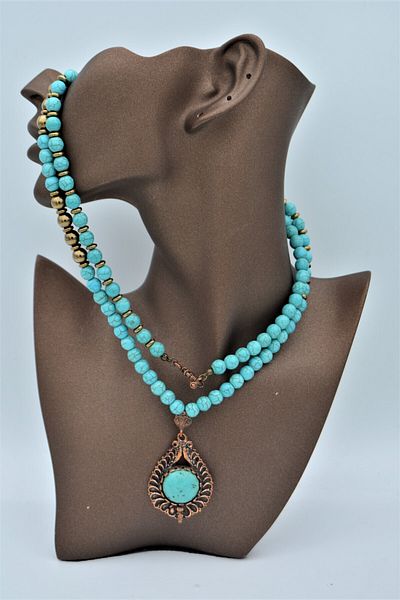 Stoneage Turquoise Stone Evil Eye Healing Necklace