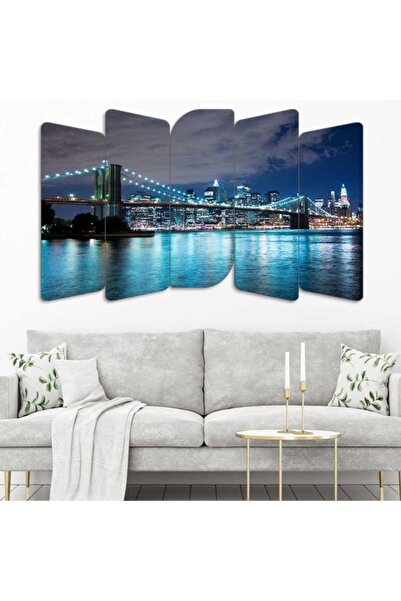 EVLOYA Brooklyn Köprüsü Newyork - 5 Parçalı Tablo