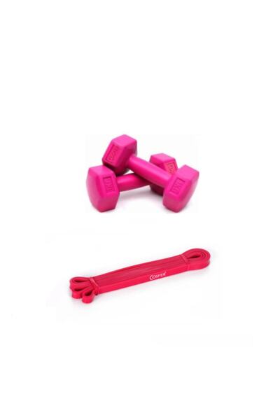 Cosfer Pilates Egzersiz Seti ( 1 Kg *2 Adet Dambıl, 13mm Latex Direnç Bandı G...