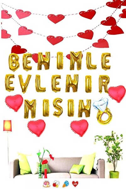 Çemrek Süs Parti Benimle Evlenirmisin Folyo Balon Seti - Evlilik Teklifi Seti