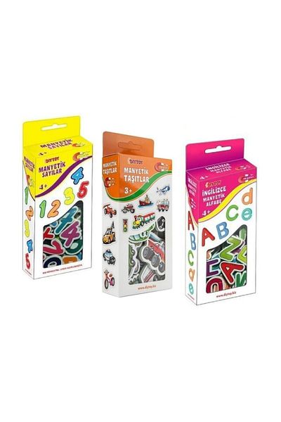 DIY Toys Diytoy Educational Magnetic Training Set 3 Pieces (Numbers - Letters - Vehicles)