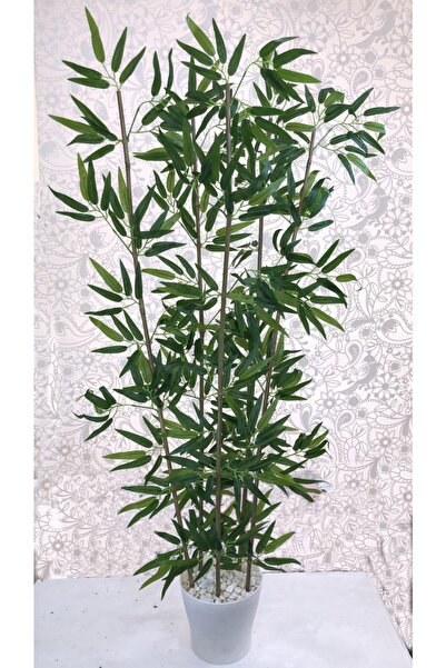 Bahçem Yapay Yapraklı Saksılı Dekoratif Bambu Ağacı 120 Cm 5 Gövde