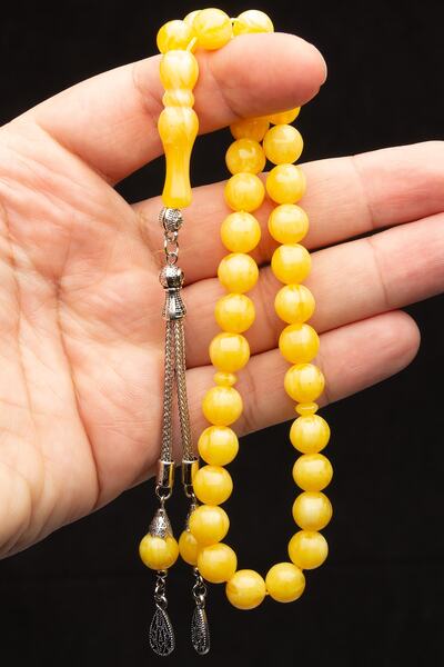 OTTOTESBİH Ανδρικό δώρο σε κουτί 10vmm White Moire Beirut Drop Powder Amber Prayer Beads