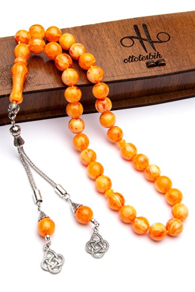 OTTOTESBİH Mărgele de rugăciune din chihlimbar cu pulbere roșie Moire Beirut ...