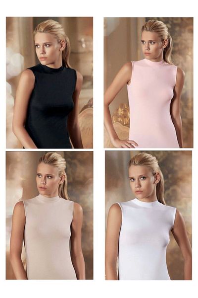 Şahinler Tricot de corp pentru damă, fără mâneci, cu bretele, cu guler rotit, Lycra, în 4 culori, Mb1009