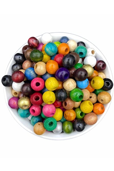 Hedef Bijuteri خرز لوح خشبي مختلط الألوان 12 مم، (50 جرام، ~ 80 قطعة خرز)