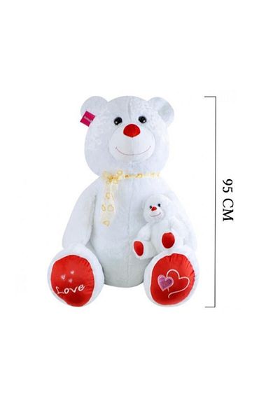 SELAY TOYS لعبة الدببة القطيفة الكبيرة الجالسة مع شبل بطول 1 متر و35 سم
