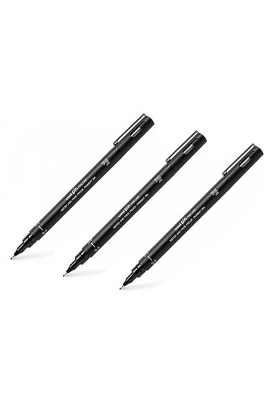 UNİ-BALL Uni Pin 0.4 Fine Line Acrylic Tipped Technical Drawing Pen Black 3 Pieces