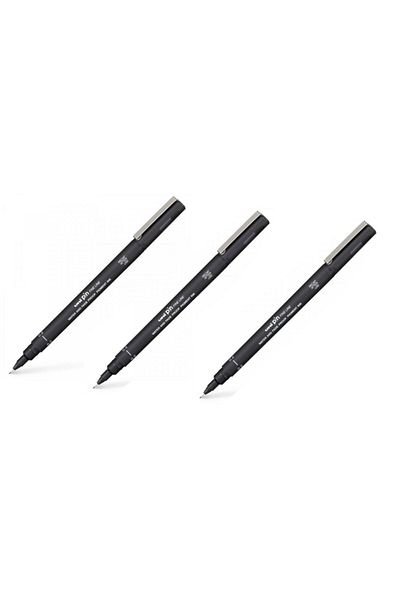 UNİ-BALL Uni Pin 0.2 Fine Line Acrylic Tipped Technical Drawing Pen Black 3 Pieces