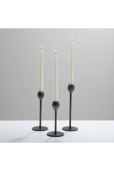 Huzur Party Store 2 Adet Beyaz Varaklı Metalik Renk Silindir Konik Şamdan Mum...