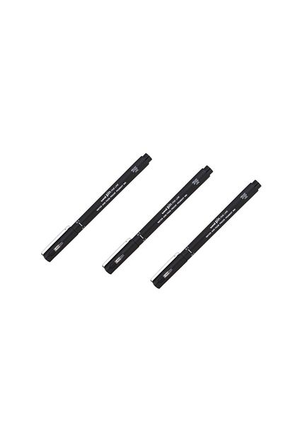 UNİ-BALL Uni Pin 0.1 Fine Line Acrylic Tipped Technical Drawing Pen Black 3 Pieces